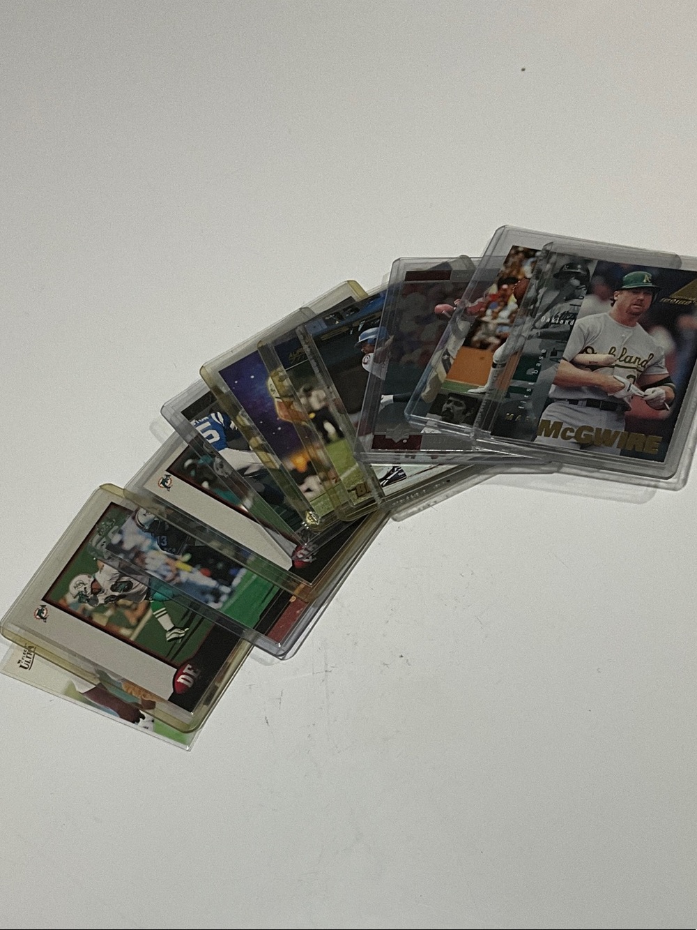 Baseball Trading Card Collection in Clear Sleeves - Brown & White